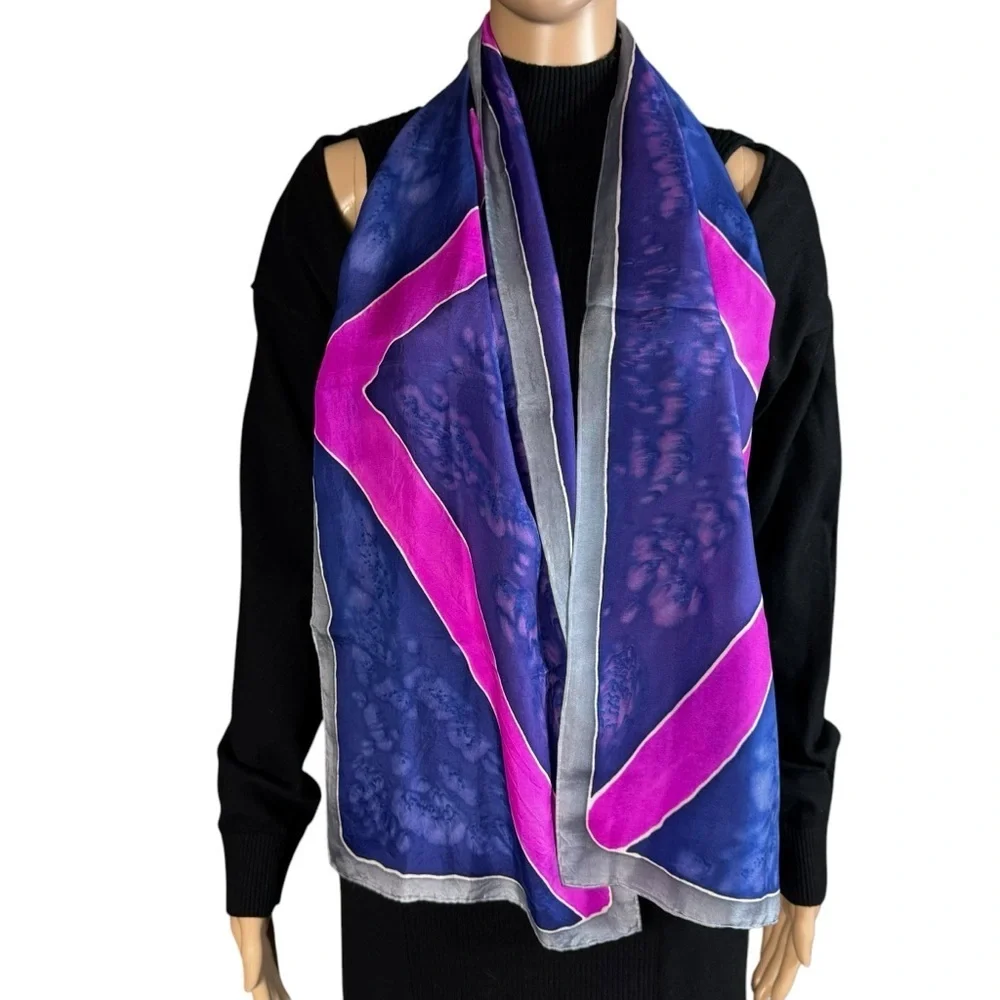 Hand-Dyed Silk Rectangle Scarf 12'' x 58''